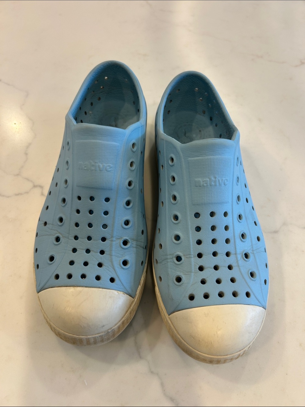 Native Kids Light Blue Slip-On Water Shoes with White Toe- size 2